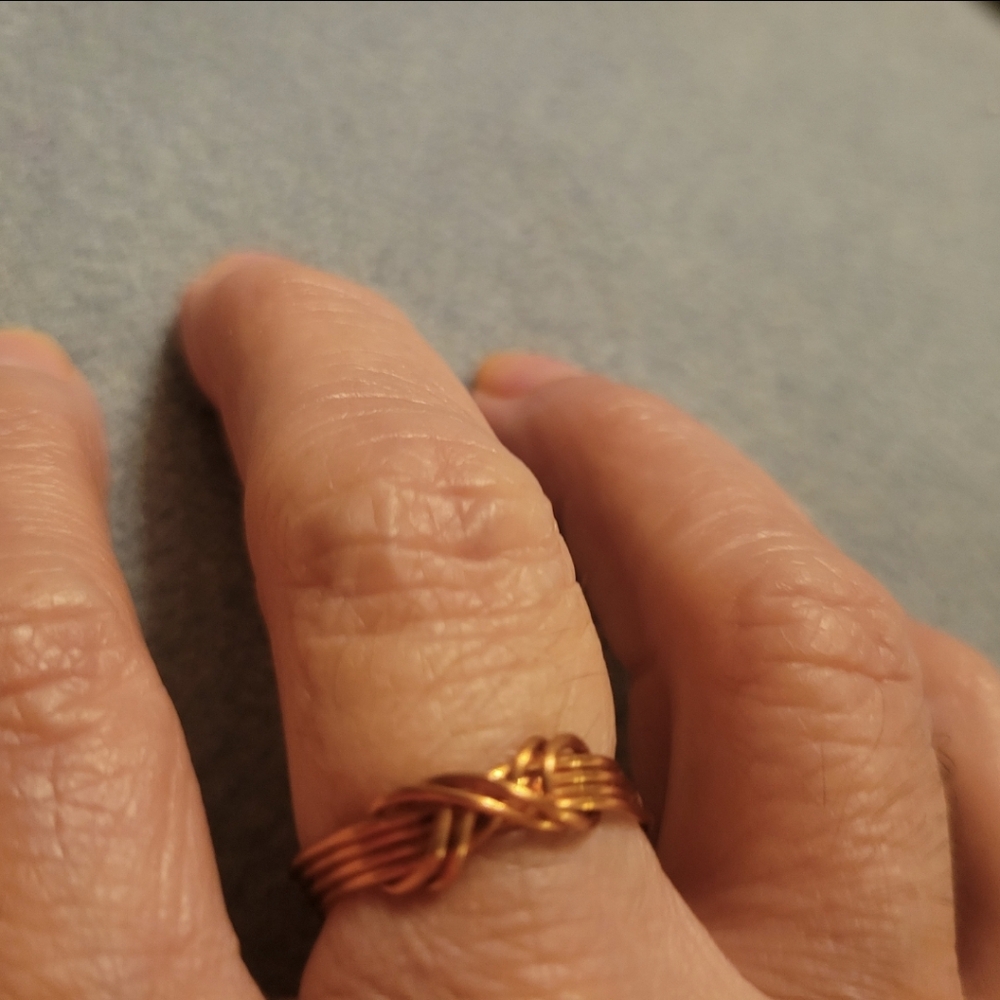 Hand Crafted Copper Wire Wrapped Infinity Bow Ring - Picture 7 of 8